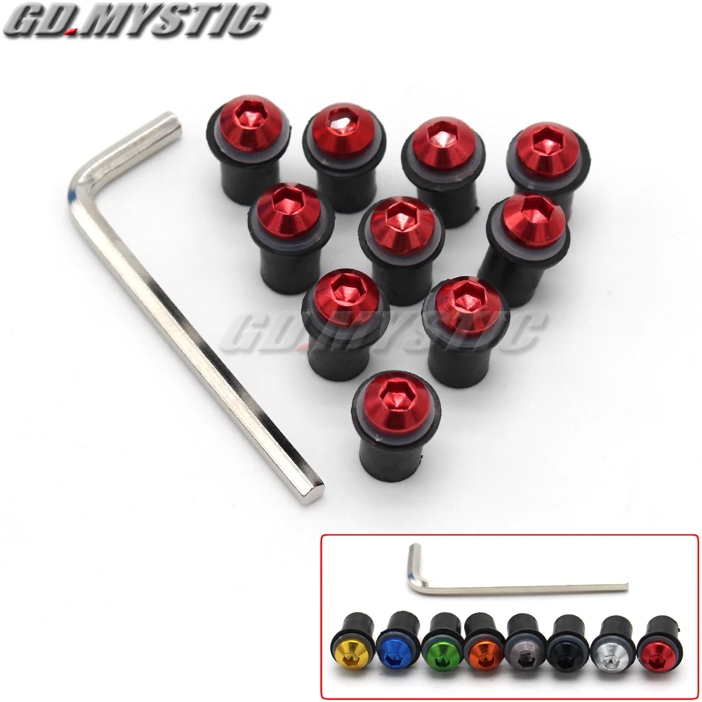 10ps motocicleta 5mm pára brisas parafusos parafuso porca fixador kit para honda cb500x cr 250 cbr 600rr pcx 125 cb 400/300 x4