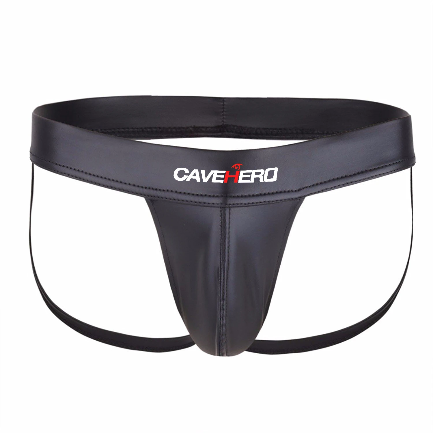 Tanga Sexy de cuero para hombre, Bikini transpirable de cintura baja con parte trasera en T, color negro, ropa interior ultrafina para sexo Gay, Verano