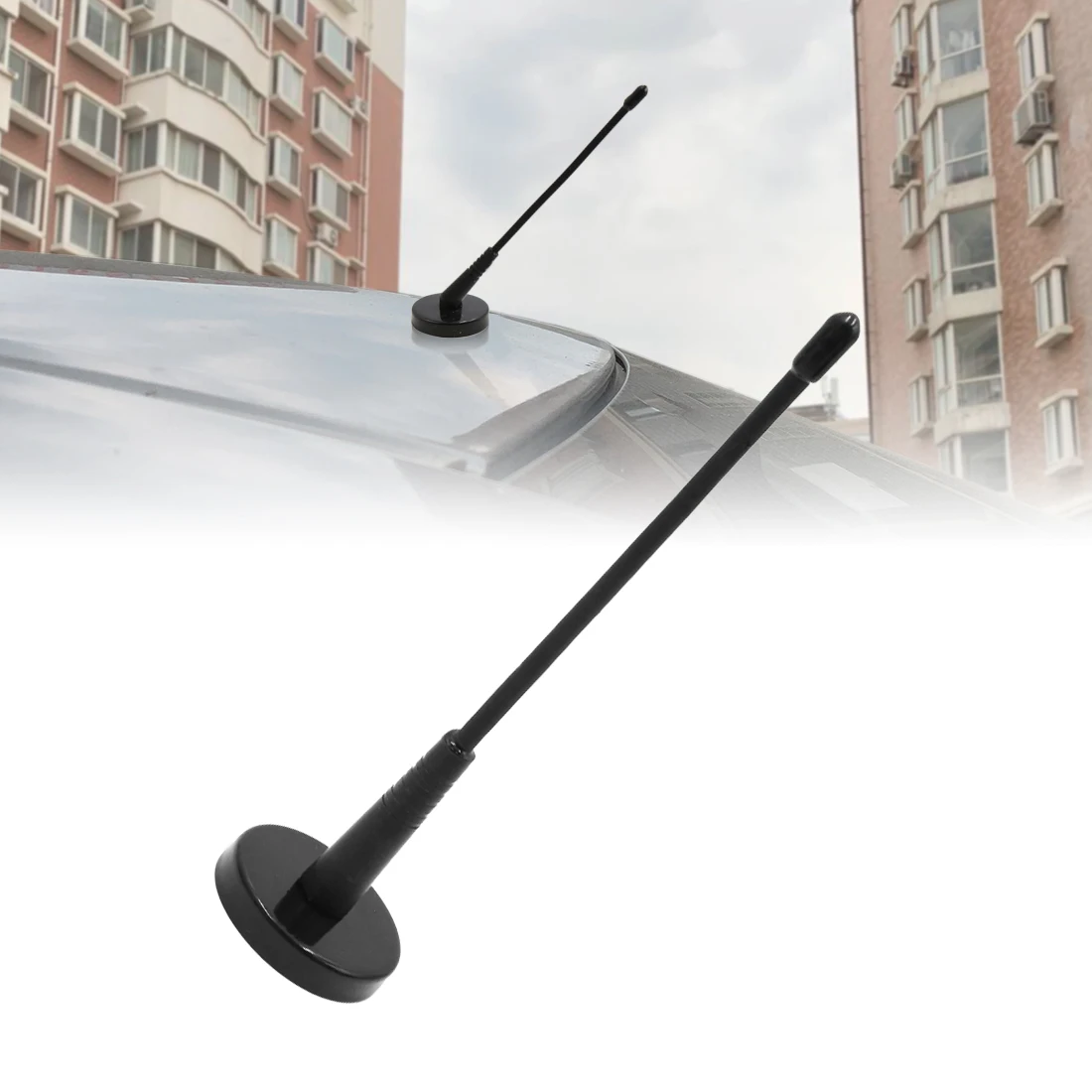 X Autohaux 10cm 15.cm 17cm Height Black Plastic Self-adhesive Base Decorative Antenna Aerial for Car