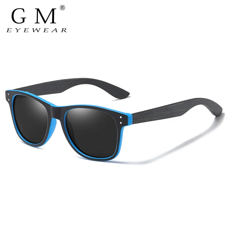 GM Natural Bamboo Sunglasses for Men Wood Sun Glasses Polarized Sunglasses Rectangle Lenses Driving UV400 S5080