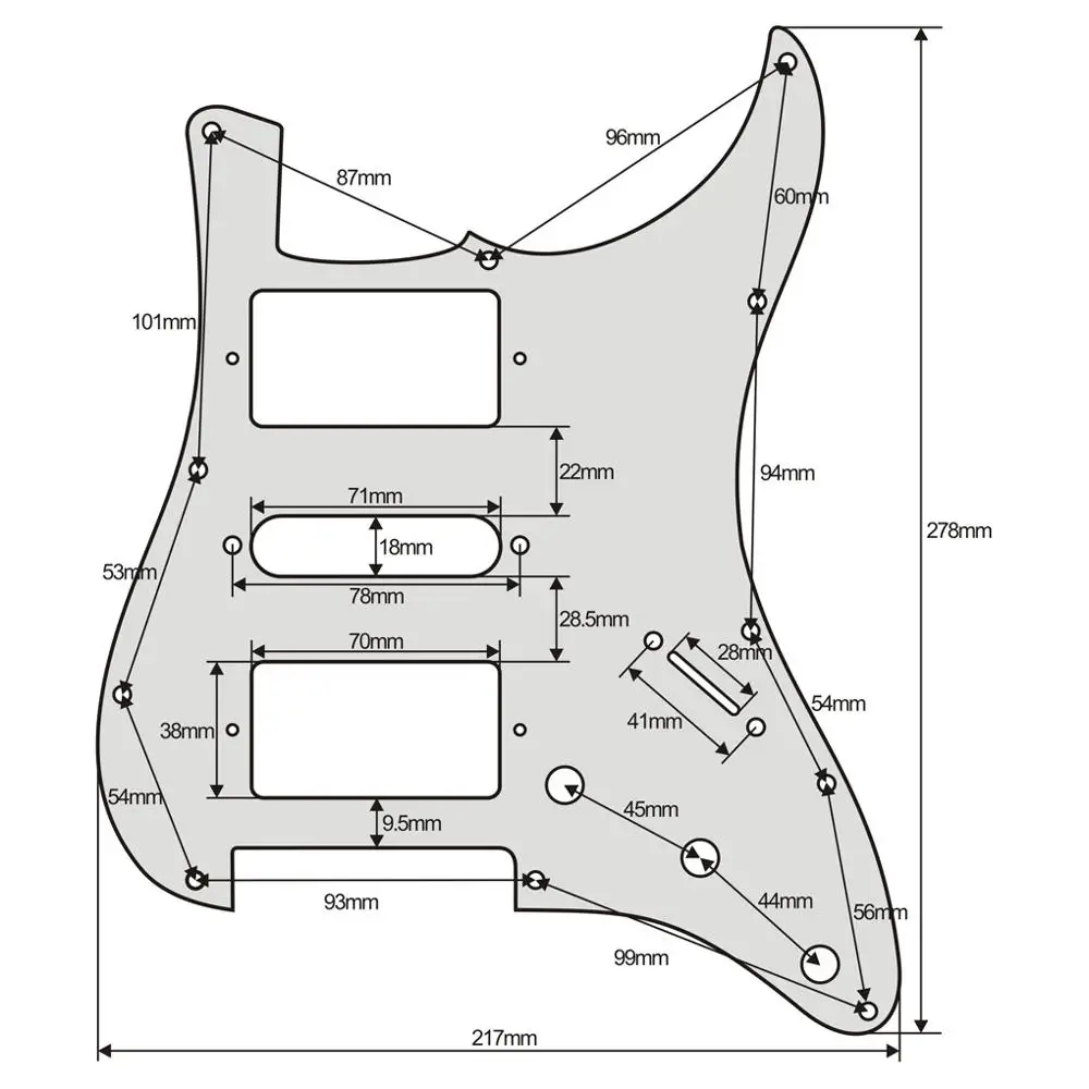 Black 3 Ply 11 Holes Guitar Pickguard HSH ST Scratch Plate for American /Mexico Pure Aluminum Foil Shield Electric Guitar Parts