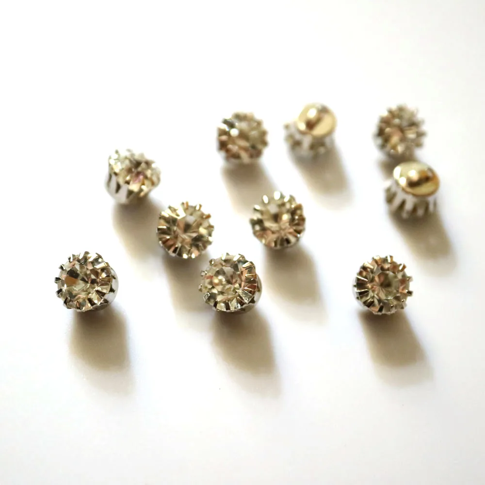 10pc/lot 8mm glass Rhinestone small buttons for coat Decorative sewing button for cashmere Knit cardigan DIY craft supplies