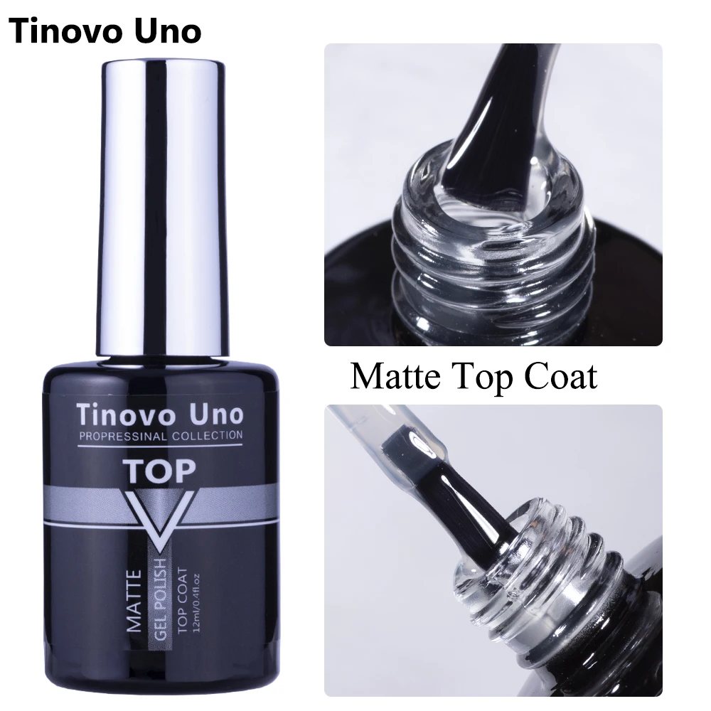 Tinovo Uno Matte Top Coat Uv Gel Nagellak 12Ml Semi Permanente Vernis Led Lak Alle Voor Manicure Soak off Nagels Gels Top