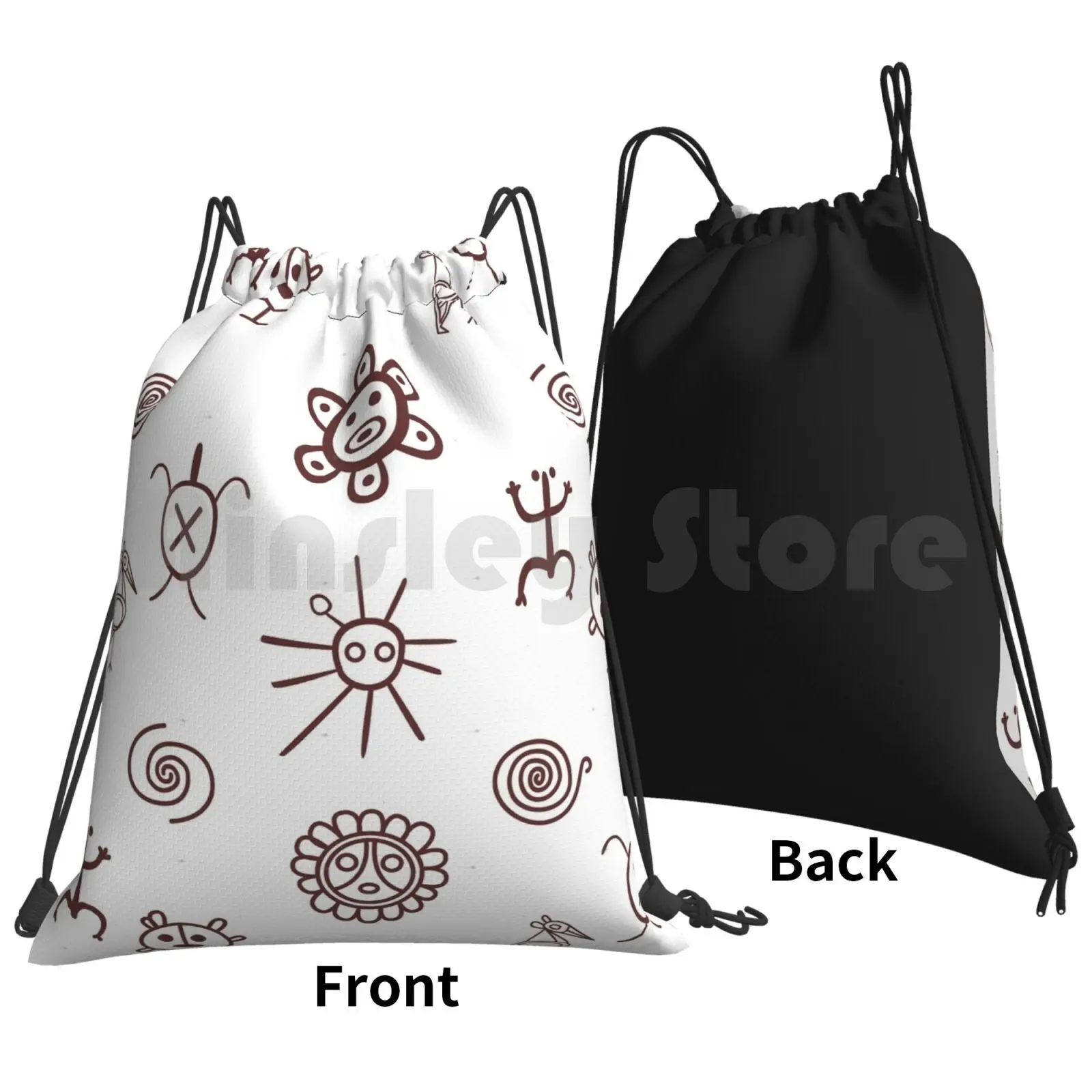 Set Of Taino Puerto Rico Brown Backpack Drawstring Bag Riding Climbing Gym Bag Puerto Rico Taino Taino Puerto Rico Tainos