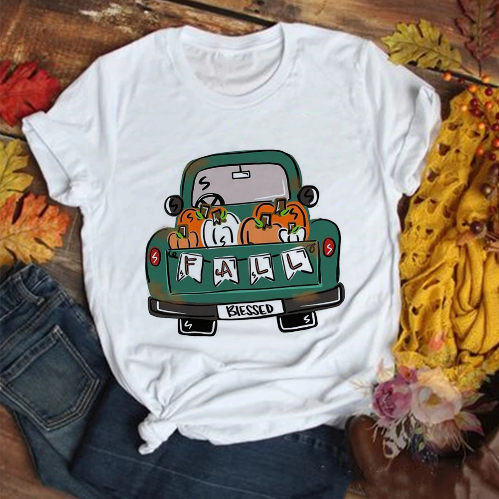 Just A Girl Who Loves Fall Pumpkin Print T Shirt Women Graphic T-shirt Thanksgiving Party Tops Tee Casual Tshirt Female Clothes