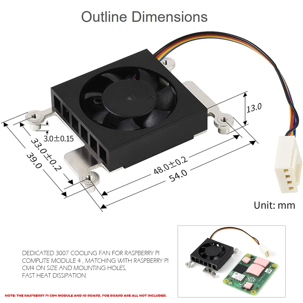 Охлаждающий вентилятор Raspberry Pi CM4, охлаждающий вентилятор радиатора процессора с термолентами для вычислительного модуля Raspberry Pi 4
