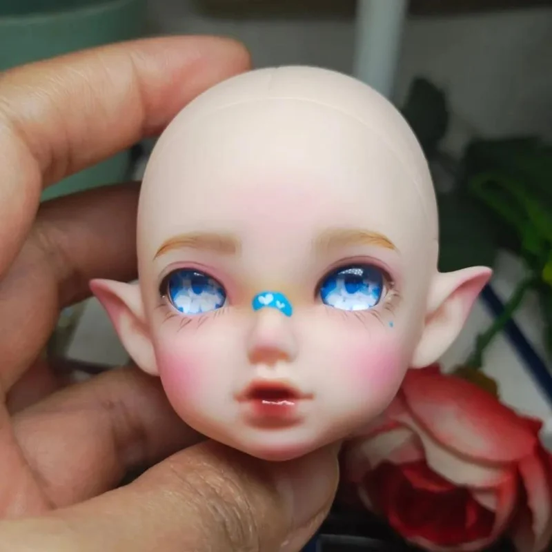 Elf/ Human Banny Doll Makeup Head Accessories 23cm Height Doll Body Part 1/7 Bjd Can Change Eyes Doll Head Girls Toys