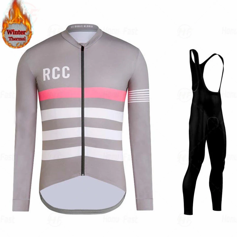 Thermal Fleece Cycling Clothing for Men, Jersey Suit, Outdoor Riding Bike Clothes, MTB Long Bib Pants Set, Warm, Winter