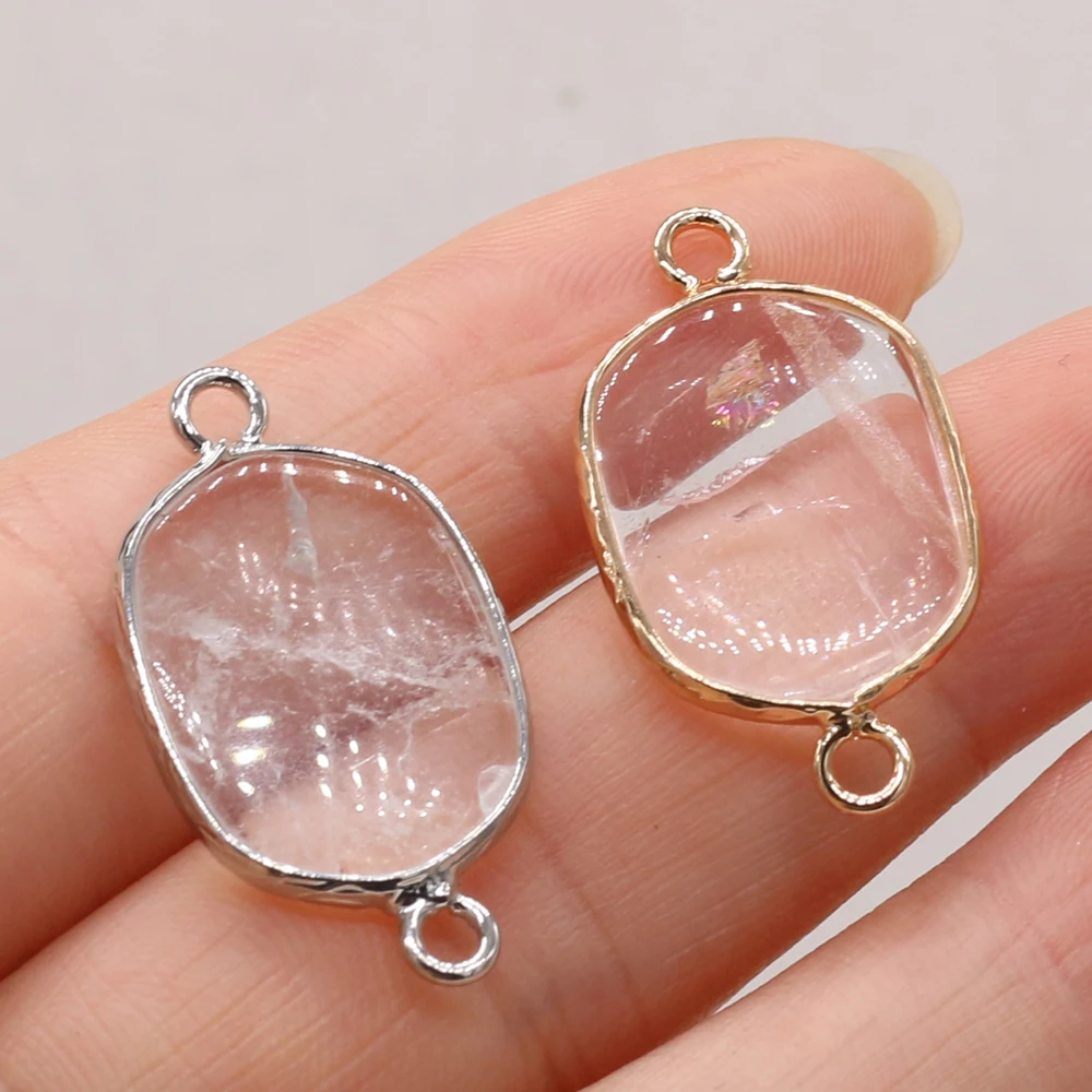 Natural Stone Gem Clear Quartz Pendant Handmade Crafts DIY Exquisite Necklace Earrings Jewelry Accessories Gift Making 20x30mm