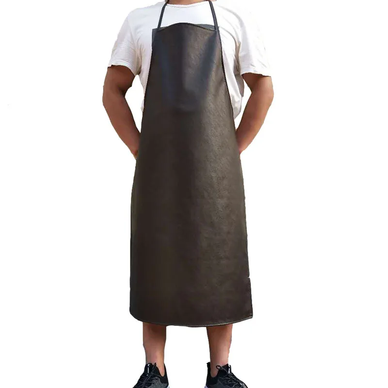 Leather apron waterproof and oil-repellent halterneck apron bib coverall apron