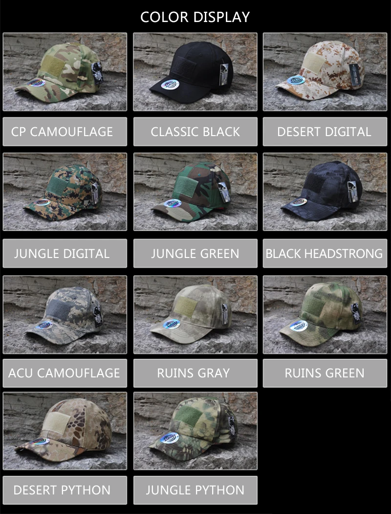 HAN WILD Outdoor Hunting Cap Tactical Cap Sport Snapback Stripe Caps Camouflage Hat Simplicity Military Army Camo Hat Unisex