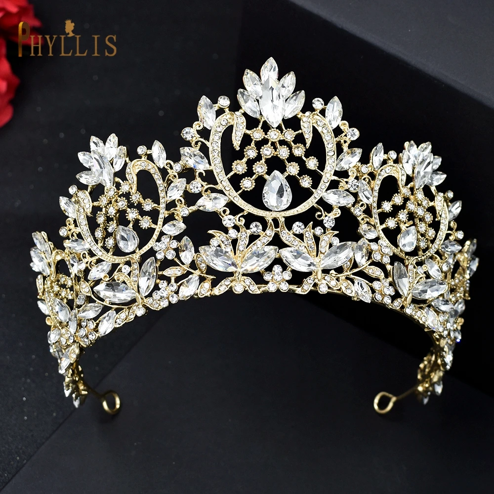 A195 Barokke Wedding Hoofdband Crystal Bruids Kronen En Tiara Haar Sieraden Accessoires Vrouwen Strass Hoofddeksels Koningin Diadeem