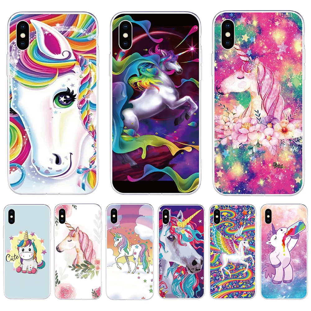 For HTC U20 5G U11 Plus U12 Life U19E U Ultra Desire 20 12 Plus D21 Pro 5G Soft TPU Unicorn Rainbow Coque Shell Mobile Phone Bag