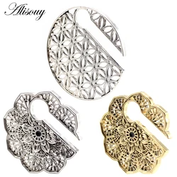 Alisouy 1PC Punk Retro Brass Copper Flower Key Hole Ear Weight Expander Stretcher Plugs Lobe Gauge Earring Body Piercing Jewelry