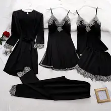 Silk Lace Satin Sleepwear Set V-Neck Nighties #6
