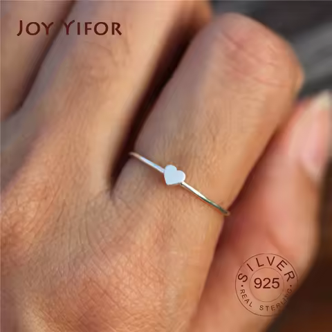 Female Small Heart Adjustable Ring Fashion 925 Sterling Silver Love Ring Cute Gold Color Promise Wedding Rings For Women