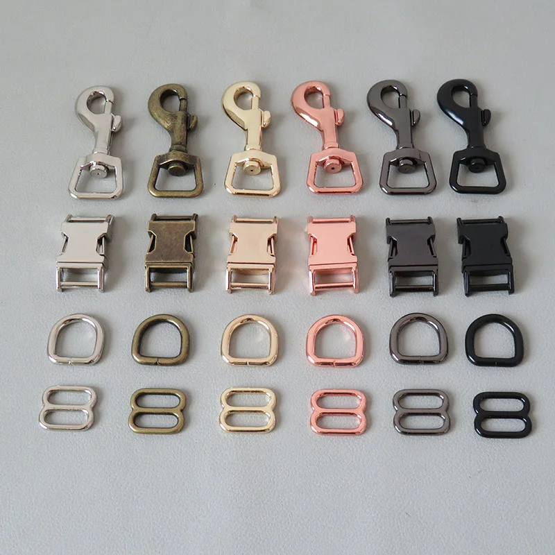 10Sets/Pack Inner 15mm Webbing Straps Metal D Ring Sider Belt Buckle Snap Clip Hook For Pet Dog Collar Lobster Clasp Accessory