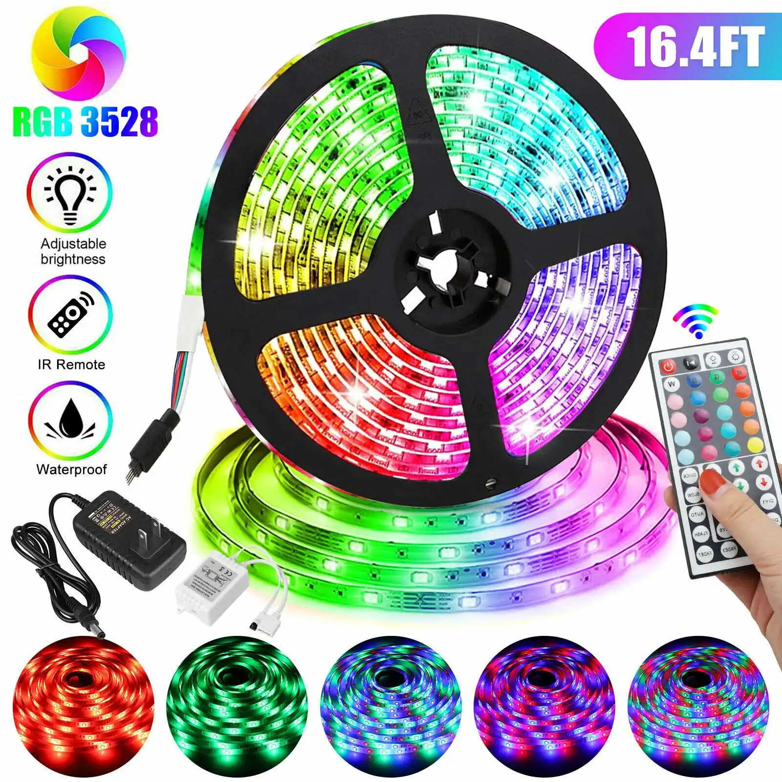 

Светодиодная лента RGB 5 м 3528 SMD лента 5 в адаптер питания ЕС/США 44 клавиши ИК-пульт дистанционного управления для телевизора настольного ПК экран светильник Светка