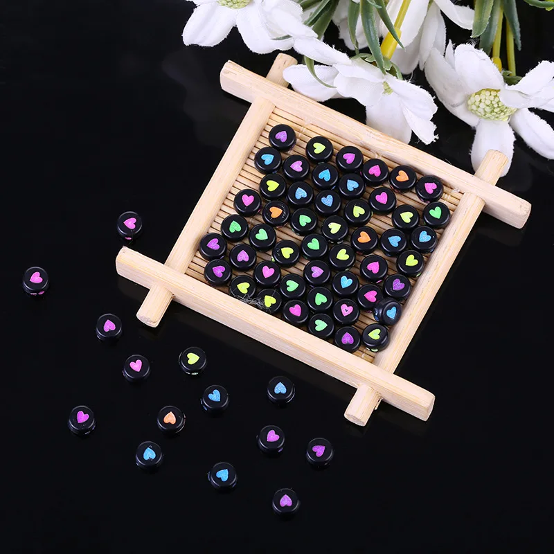 100pcs7*4 beaded handmade DIY jewelry accessories round love beads and # word beads acrylic clothing accessories loose beads