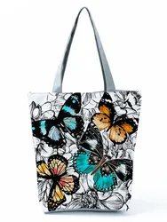 Miyahouse Butterfly Printed Handbag Women Shoulder Bag Floral Summer Beach Bag Daily Use Female Shopping Bag Lady All-Match Eco