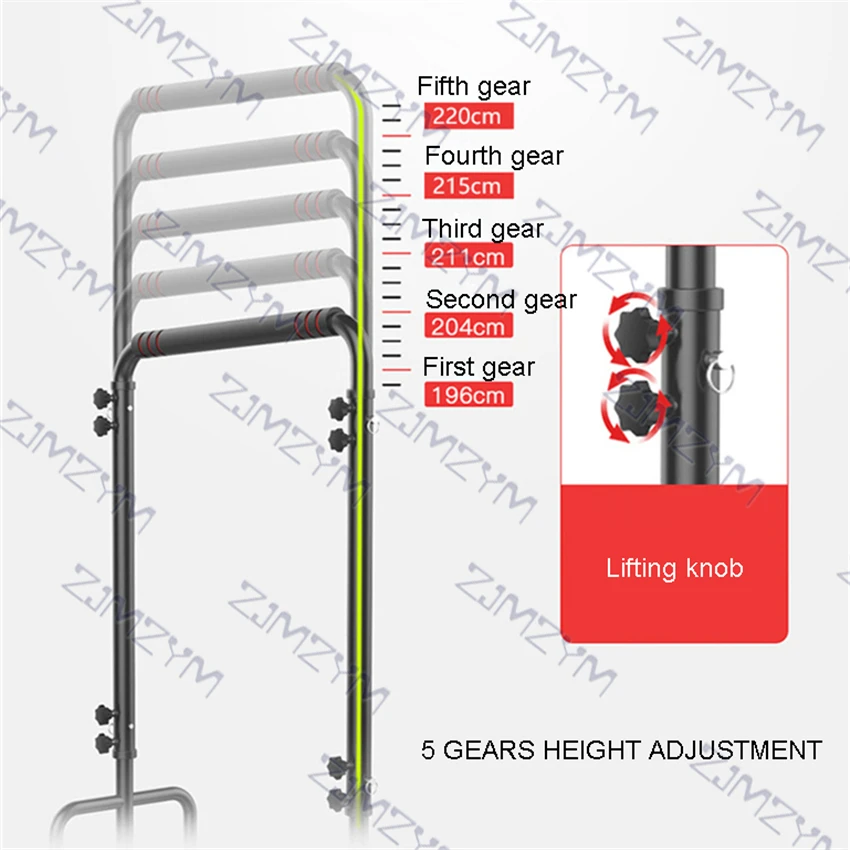 728 Indoor Fitness Single Parallel Bars Multifunctional Pull Up Bar With Suction Cup 5 Gears Adjustable Height Horizontal Bar