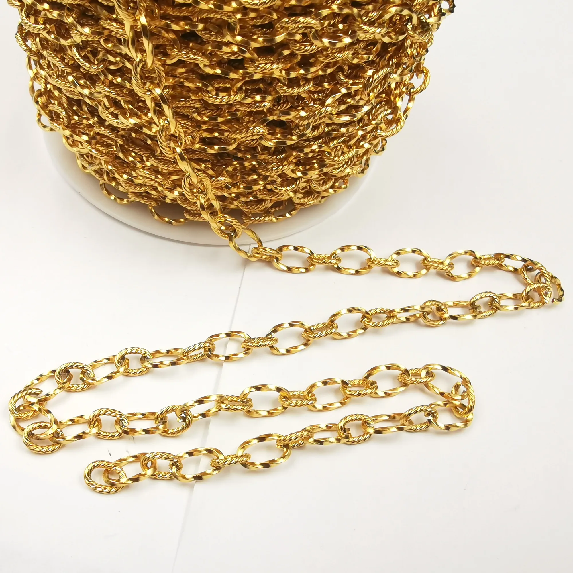 3meter lot 6mm Embossing Wire Link chain Jewelry findings DIY Stainless steel necklace Marking Bag chain