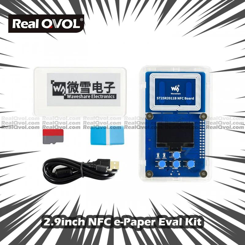 

RealQvol 2.9inch Passive NFC-Powered e-Paper Evaluation Kit, No Battery, Wireless Powering & Data Transfer