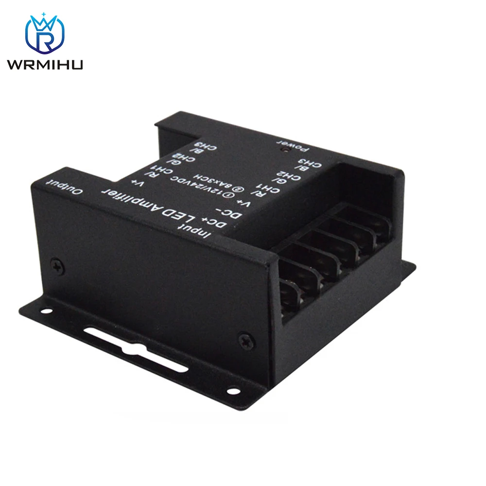 Ijzer Shell Led Rgb Versterker DC12-24V 8Ax3CH Uitgang Voor Rgb Kleurrijke Light Strip Power Repeater Console Controller