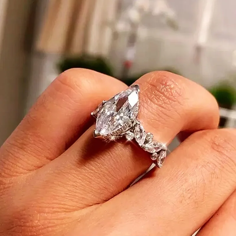 CAOSHI Trendy Modern Style Wedding Rings for Women Marquise Zirconia Fashionable Design Lady Proposal Rings Accessories Jewelry