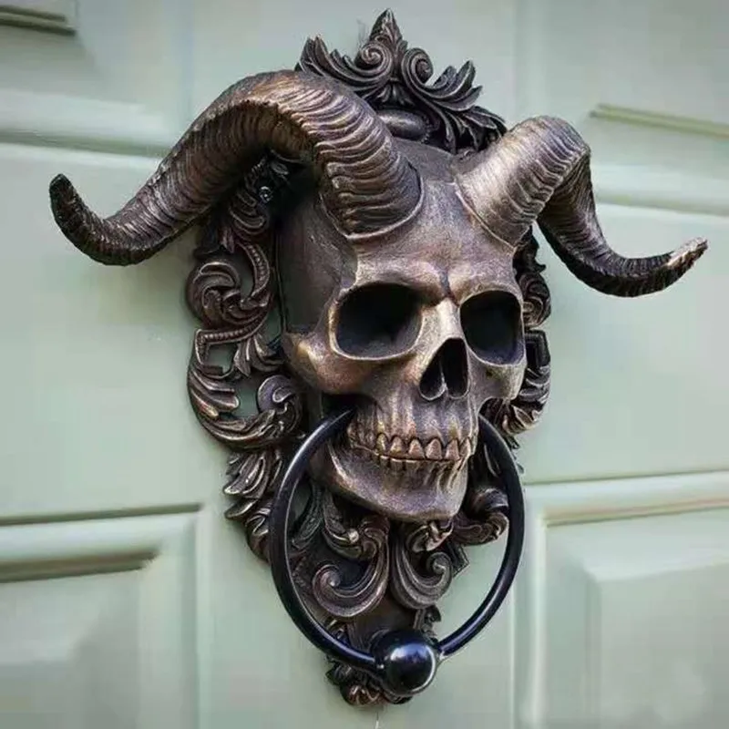 Devil skull door god silicone mold is suitable for home decoration diy resin concrete model making ice chocolate cake tool