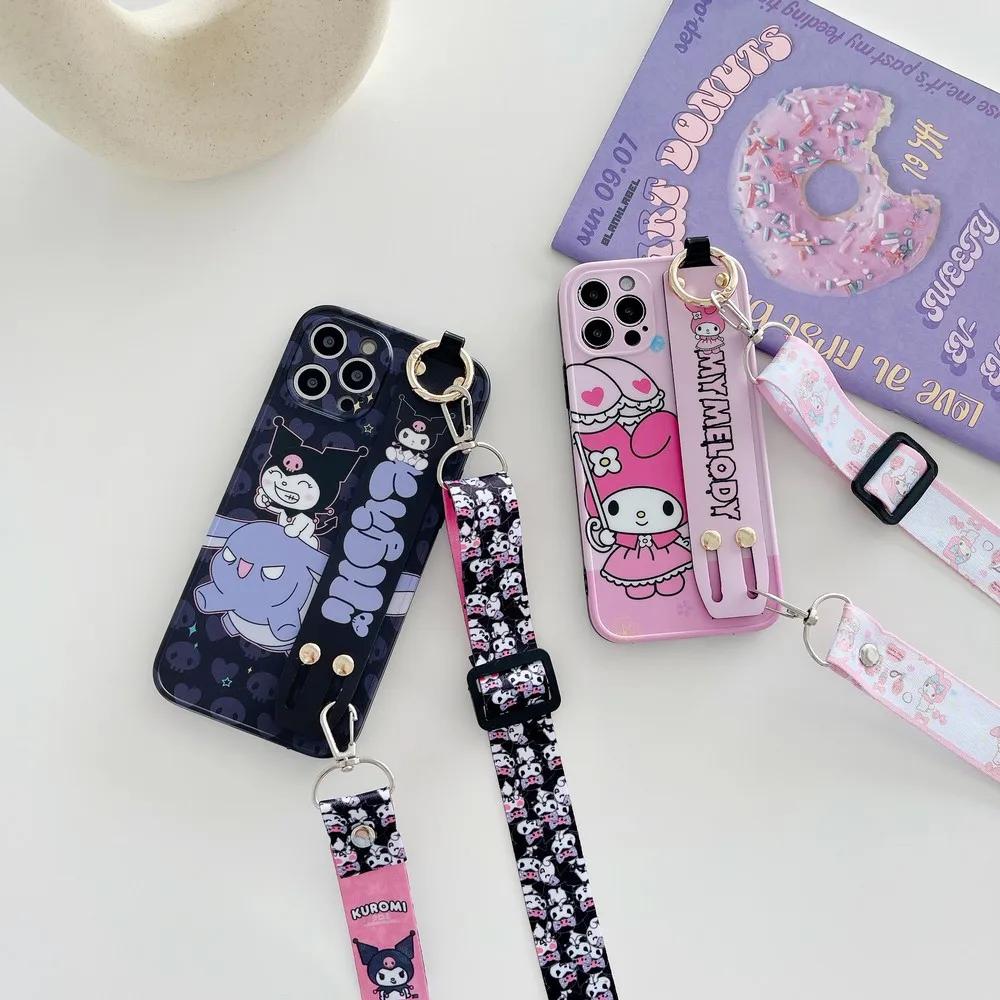 Wrist strap bracket Cute cartoon case for iphone 14 14Pro 14Promax 11 12 13 12Promax 11Promax 13Promax 15 15Promax XR Soft shell