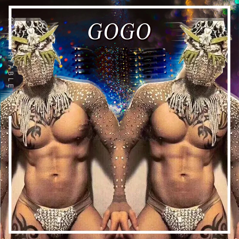 

Men Sexy GOGO costume Nightclub Money costumes stage show wear sexy singer dancer Sexy masked demon male gogo model costume