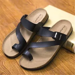 2024 New Men Casual Slip on Beach Slides Hot Summer Cork Slides Slippers Flats with  Flip Flops Shoe Plus Size 35-44 Black White