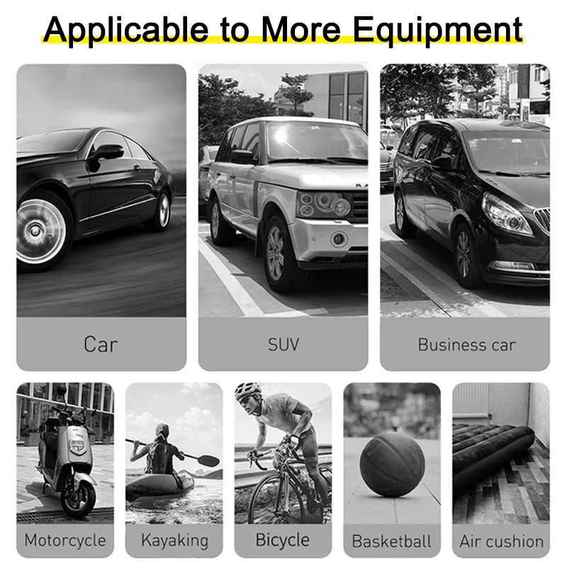 Baseus Car Air Compressor Inflatable Pump Wireless Electric With LED Lamp For Motorcycle Bicycle Tyre Inflator