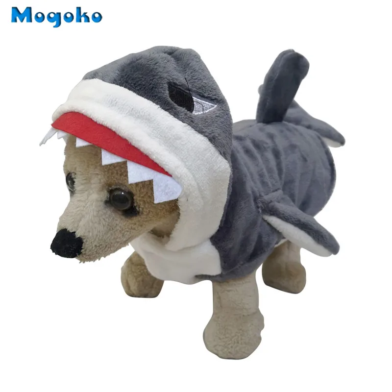 Mogoko 1pc Pet Dog Cosplay Clothes Cute Shark Jaws Fancy Dress Costume Puppy Coat Jacket Outfit Adorable Gray Hoodies S-XL Size