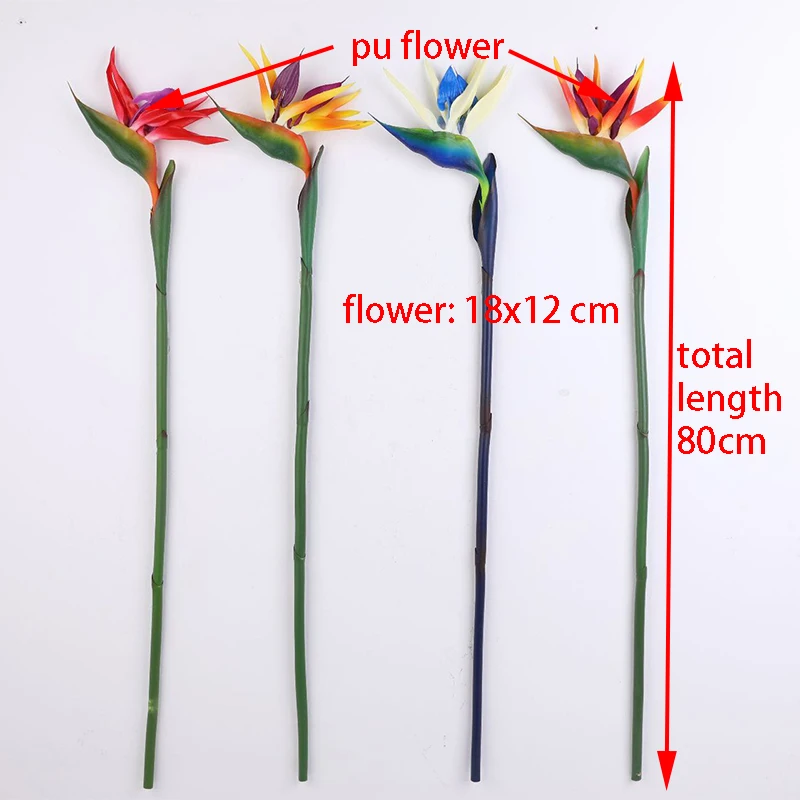 1pcs Artificial Flowers 80cm PU Bird of Paradise Colorful Fake Plant Bouquet Home Party Wedding Decoration Accessories Christmas