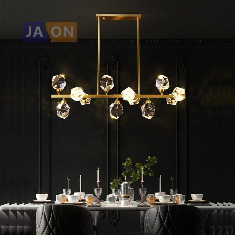 Imagem -04 - Led Preto Ouro de Cristal Cobre Pendurado Lâmpadas Lustre Iluminação Suspensão Luminária Lampen para Sala Jantar