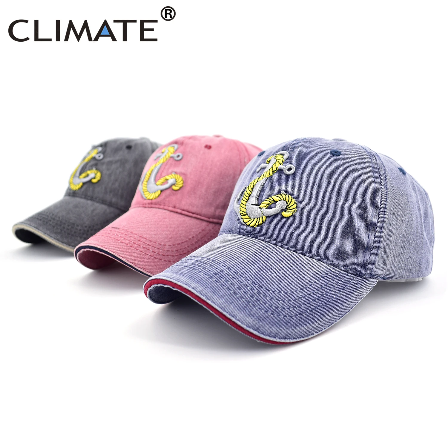 CLIMATE Navy Hooks Anchor Baseball Caps Men 3D Sea Force Cap Great Sailing Ships Era Voyage Boat Anchor Cotton Adjustbale Cap