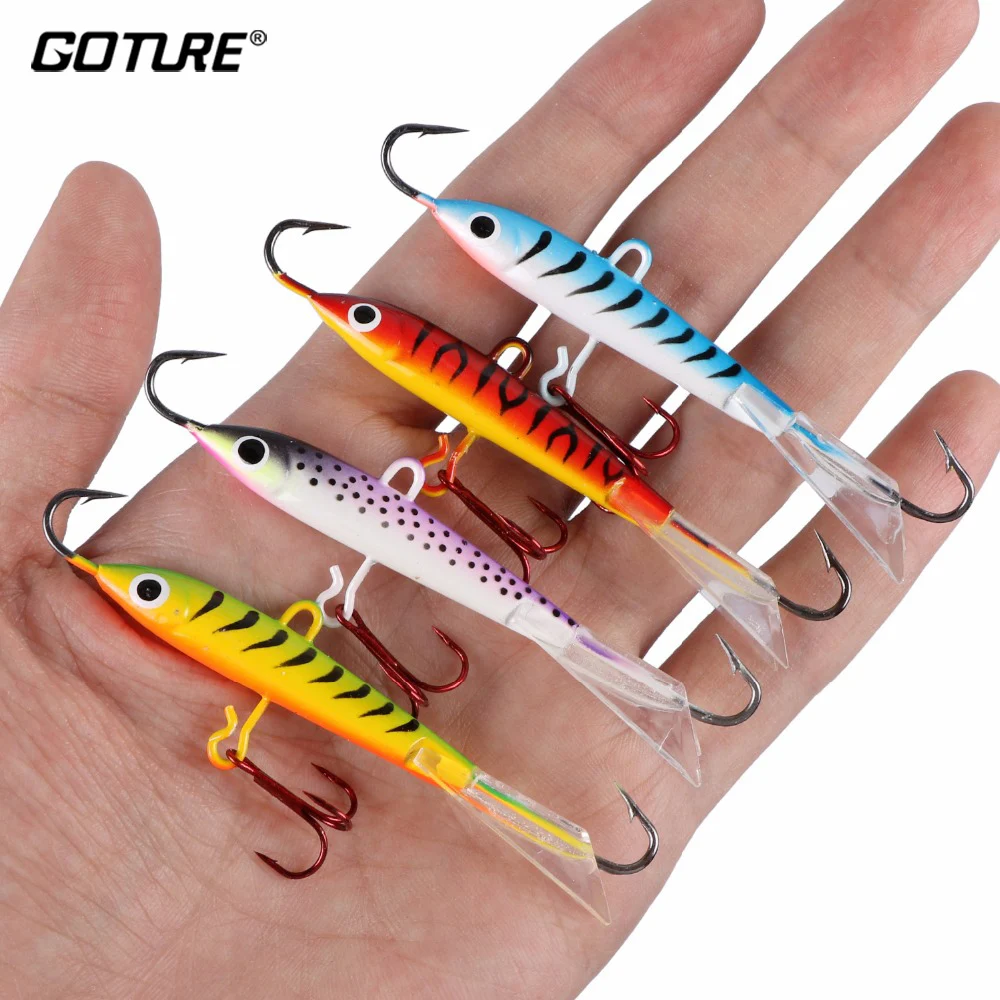 

Goture 4 pcs/lot 8cm/18g Winter Ice Fishing Lure Snap Slow jigging Artificial Bait Balancer For Pike Walleye Perch Fishing