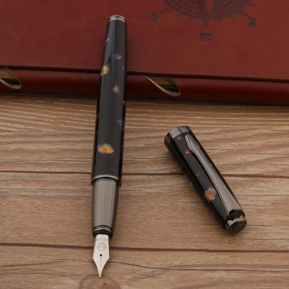 Luxury Classic Yong Sheng Fountain Pen Gun Gray Camellia Flower Metal Black School Office Writing Supplies Ink Pens New