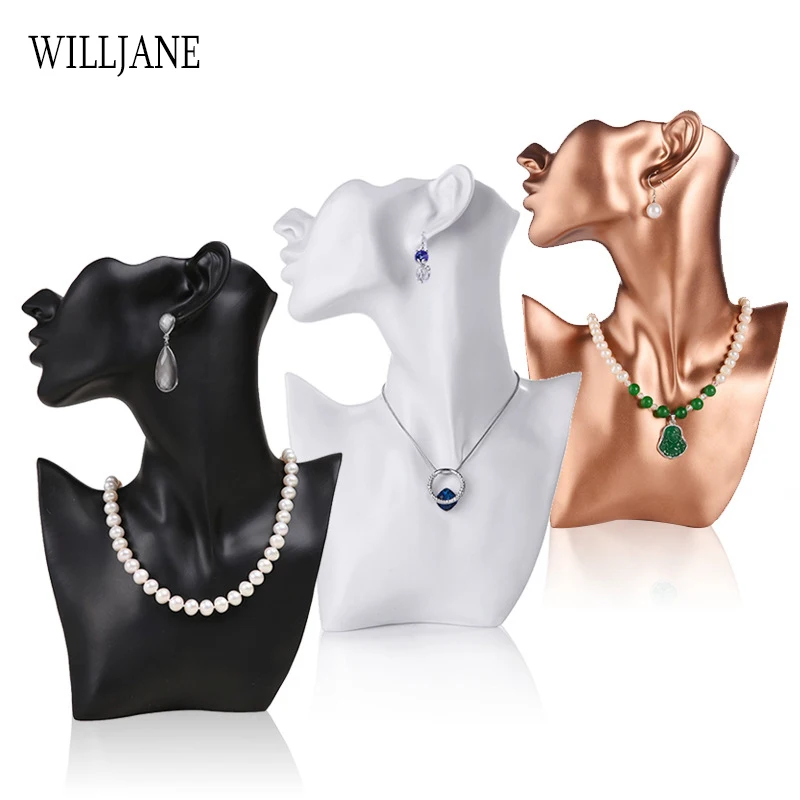 

Novel Mannequin Earrings Necklace Jewelry Display Stand Resin Bust Pendant Chain Holder Shop Counter Scarf Presentation Showcase