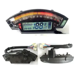 Motorcycle 15000RPM Rev Counter  for 1 2 4 Cylinders Engine 199km/h Speedometer LCD Digital Dashboard Odometer 6 Gear 24H Clock