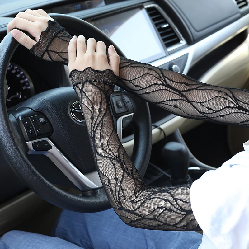 Women's summer long lace sunscreen sleeves high elasticity scar tattoo fashion decoration driving riding