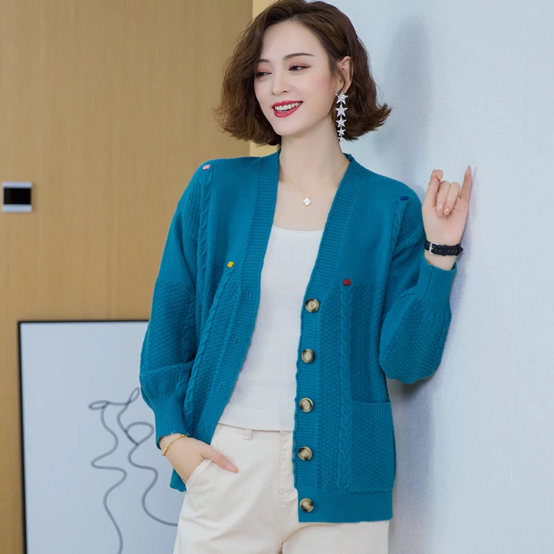 2020 new knitted soft sweater women cardigan jacket loose wool high quality sweater jacket h00204