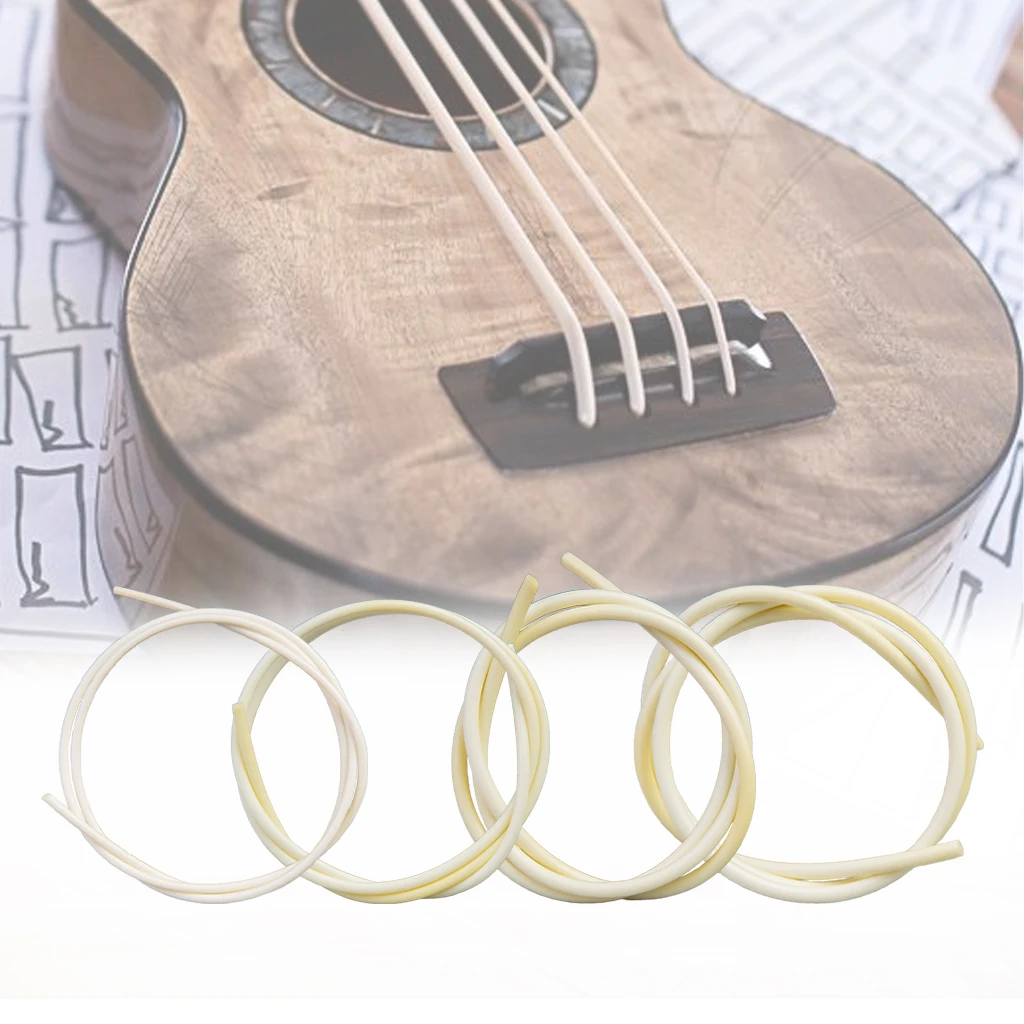 LOMMI 4PCS 4 String Guitar U Bass Ukulele Bass String Uke Bass Ubass Strings Rubber Mateial U-Bass String Ukulele Accessories