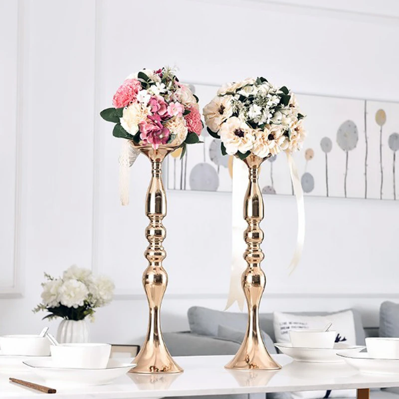 

IMUWEN Gold Candle Holders 50cm/20" Metal Candlestick Flower Vase Table Centerpiece Event Flower Rack Road Lead Wedding Decor