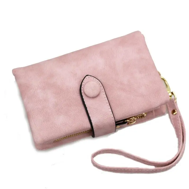 

Soft Matte Pu Leather Women Wallet 2022 Wristlet Lady Purse Simple Casual Trifold Female Wallet Short Designer Purse Coin Pocket