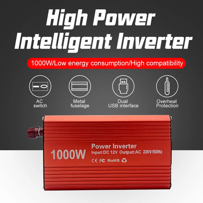 1000W power inverter Modified Sine Wave DC 12V to AC 220V car Transformer Convert Universal socket Charger Converter Adapter