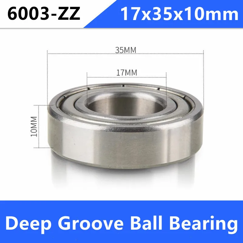 

500pcs/lot 17x35x10mm 6003ZZ 6003Z 6003 Z ZZ Ball bearing 17*35*10mm Double metal cover Deep Groove Ball bearing