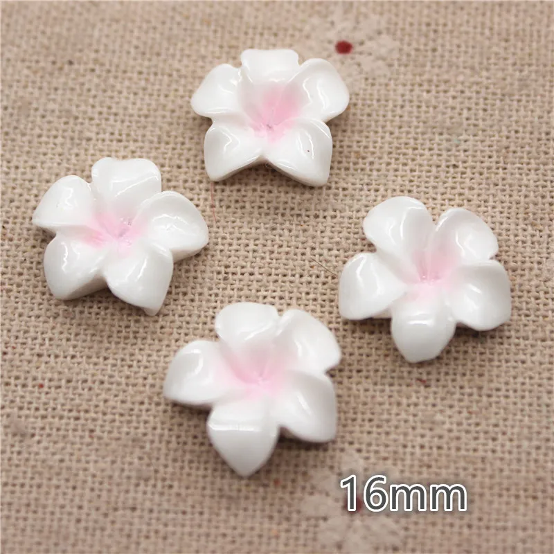 Plumeria Rubra 꽃 수지 플랫백 카보숑, DIY 쥬얼리 전화 장식, 혼합 색상, 16mm, 20 개